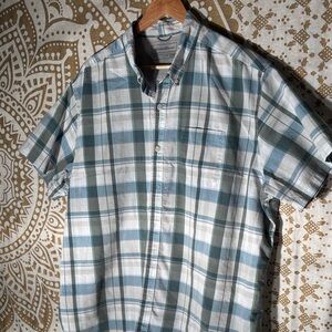 Eddie Bauer Blue and White Plaid Casual Shirt